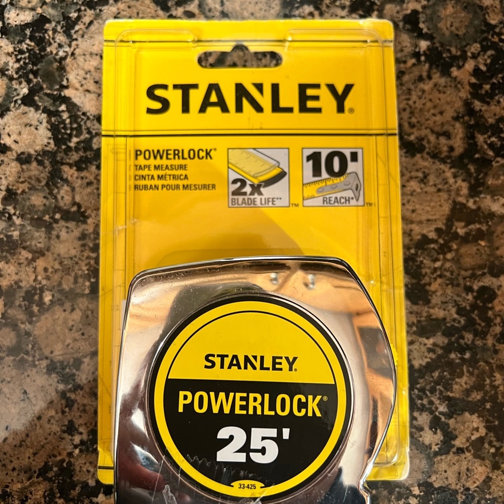 Stanley Tape Measure with Silver and Black Design